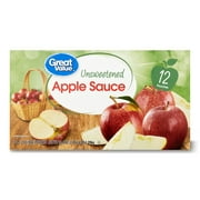 Great Value Unsweetened Applesauce, 3.2 oz, 12 Pouches