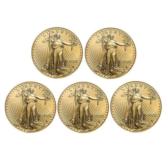 2026 1 oz American Gold Eagle Coin BU - 5 Coins