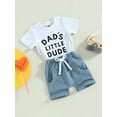 thumbnail image 3 of Bagilaanoe 2pcs Newborn Baby Boy Short Pants Set Short Sleeve Letter Print T Shirt Tops + Shorts 3M 6M 12M 18M 24M Infant Casual Summer Outfits, 3 of 7