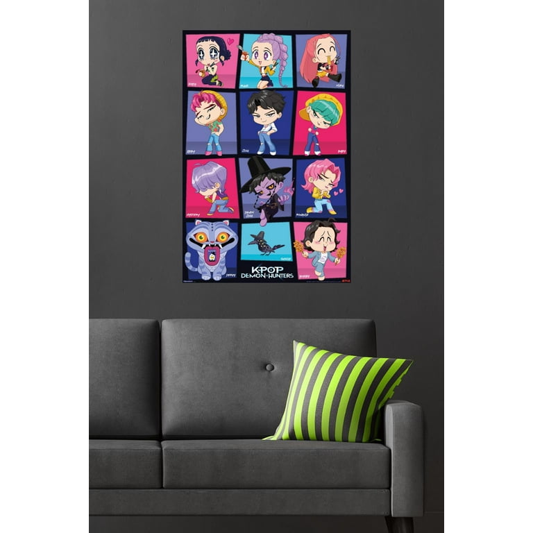 Netflix KPop Demon Hunters (2025) - Chibi Grid Wall Poster, 22.375