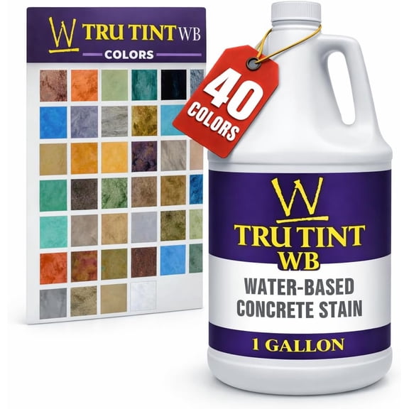 Water-Based Concrete Stain Decorative Color for Concrete, Cement & Masonry Low VOC, Indoor/Outdoor Use Professional & DIY Concrete Coloring - Boulder 1 Gallon