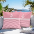 thumbnail image 5 of Vintage Anchor Texture Outdoor Pillow Covers Set of 2 Pink White Geometric Classic Stripes Waterproof Throw Pillow Case Decorative Square Cushion Cover for Patio Couch Garden Balcony, 26"x26", 5 of 9