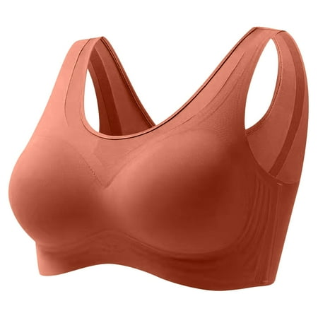 YWDJ Bras for Women Sleeping Pullover Comfortable Bras Wirefree Bras Wide Strap Full Coverage Push up Wrap Sleep Bras Padded Plus Size Bras Solid Comfy Bras Red XL