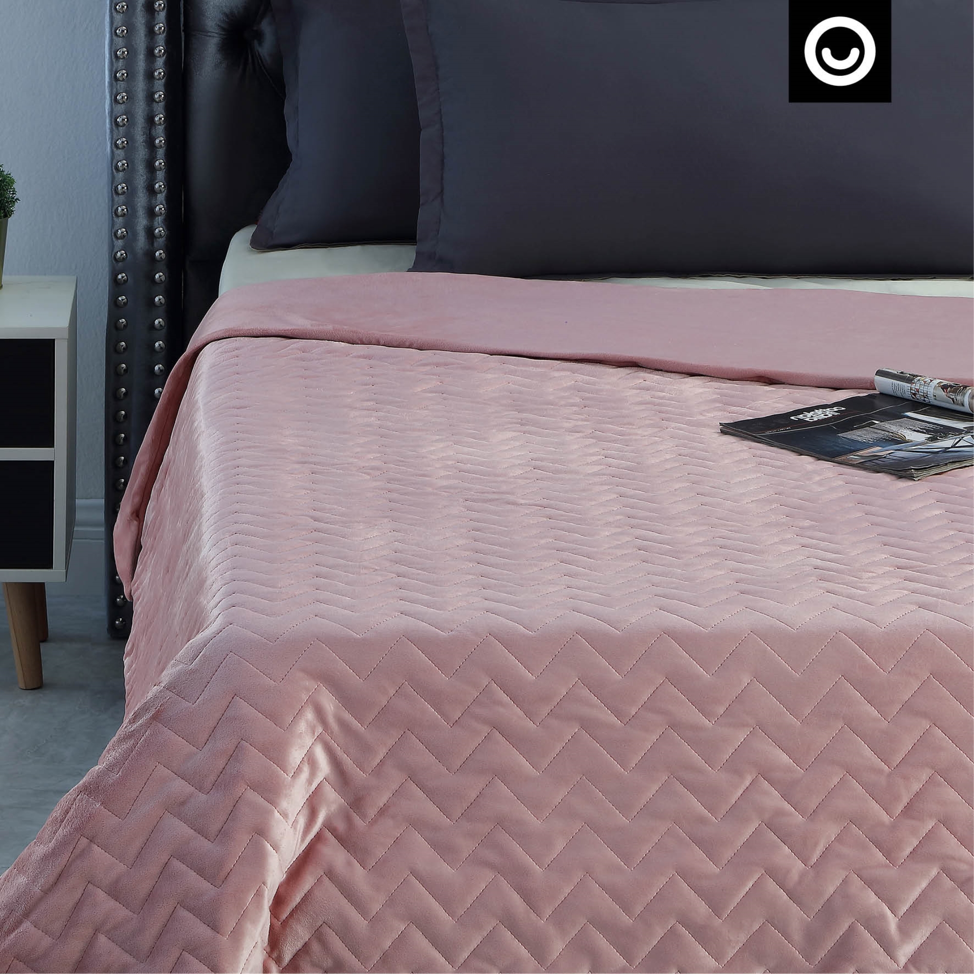 Nalah 100% Cotton Weighted Blanket - 12 Pounds, Calm Sleeping, Quilted Cover, 48" x 72", Blush