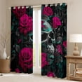 thumbnail image 2 of Homewish Western Gothic Skull Blackout Curtains Set of 2 (52x84 Each), Couple Valentines Day Window Curtains, Pink Flower Floral Curtains and Drapes, Window Curtains Decor, 2 of 6