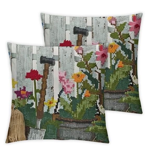 Tulips Sparrow Poly Fill Hook Throw Pillow, Length, Home Decoration