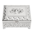 thumbnail image 1 of Caja de joyería de aleación de zinc con tapa abatible de una sola capa con diseño de rosas vintage en relieve, caja de regalo para mujeres y niñas, color plateado, 1 of 14