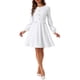 thumbnail image 2 of Vestido de trabajo de manga larga con decoración de botones en contraste para mujeres Inspire Chic XL Blanco, 2 of 6
