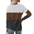 thumbnail image 5 of Topvent Women's Loose Casual Leisure Long Sleeve Round Neck Collar Patchwork T-Shirt Top, 5 of 6