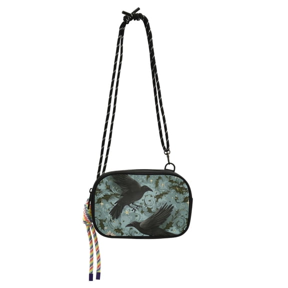 FORMRS Mini Crossbody Bag for Women Adjustable Shoulder Rope Travel Casual Phone Purse, Mystic Crows Pattern