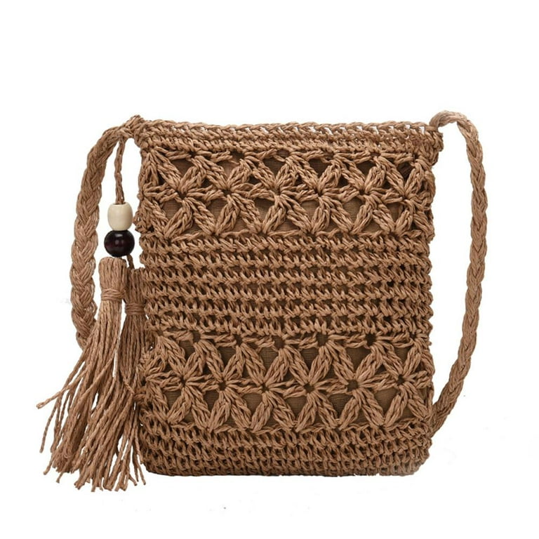 Woven satchel shoulder bag · Brown · Accessories