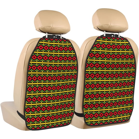 Xecao Classic Color Music Pattern Car Seat Back Protector 2 Pack Large Capacity Pocket, Kick Mats Back Seat Protector