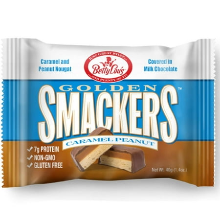 Betty Lou's Caramel Peanut Golden Smackers, Gluten Free Dessert Bars 12 Pk