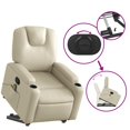 thumbnail image 4 of vidaXL Stand up Massage Recliner Chair Cream Faux Leather, 4 of 8