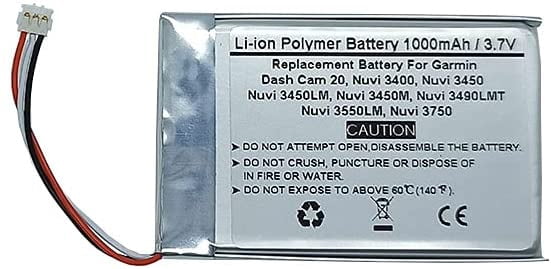 1000mAh 3.7V GPS Navigator Replacement y for Garmin Dash Cam 20, Nuvi 3400, Nuvi 3450, Nuvi 3450LM, Nuvi 3450M,