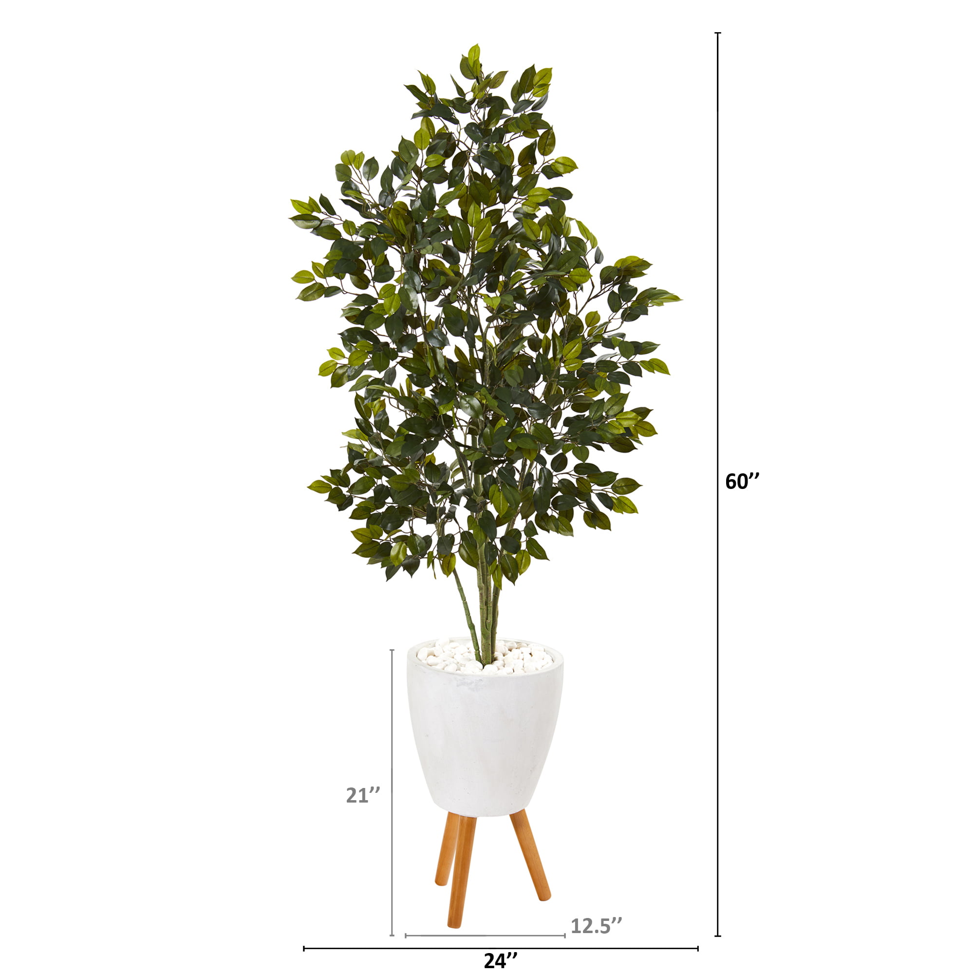 Nearly Natural 5ft. Ficus Artificial Tree in White Planter with Stand -  Walmart.com
