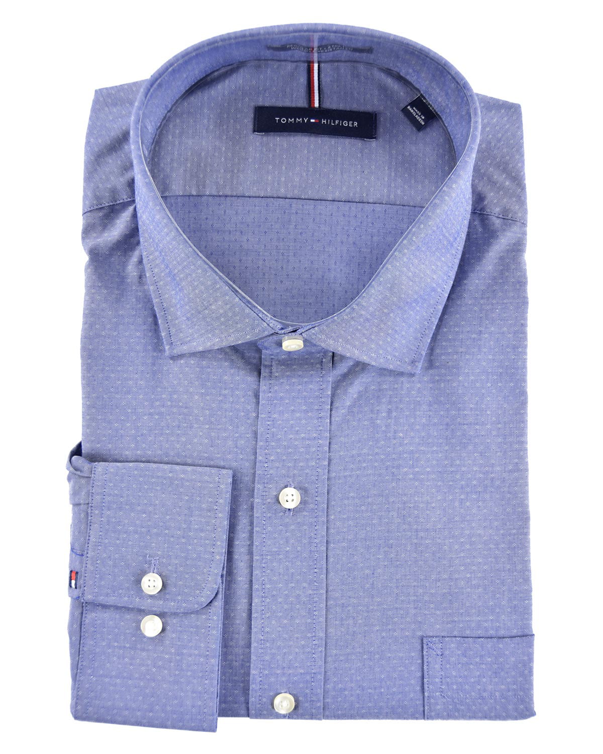 Tommy Hilfiger Men’s Regular Fit Wrinkle Resistant Stretch Dress Shirt 