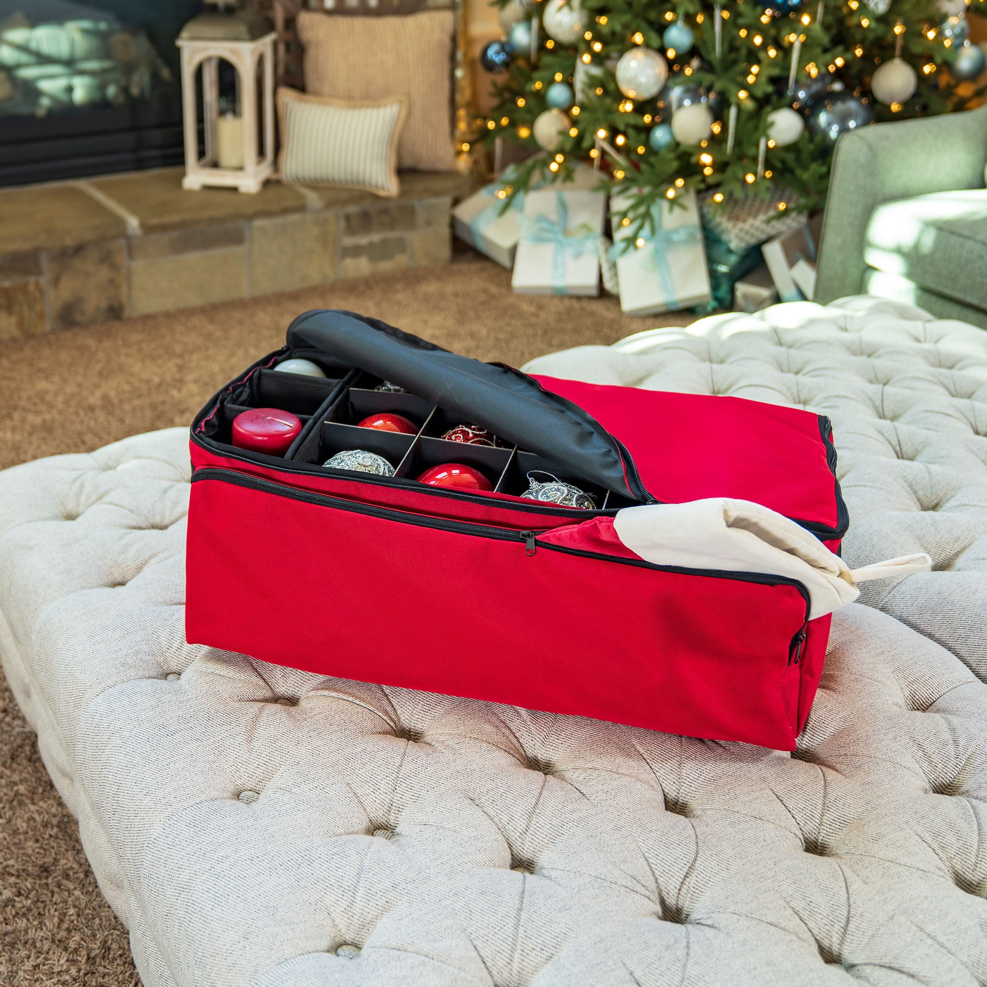 Santa's Bags Three Tray Ornament Storage Bag w/ Side Pockets