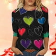thumbnail image 1 of TaTaai Women's Casual 3/4 Sleeve T-Shirts Round Neck Cute Tunic Tops Basic Tees Blouses Business Work Tee Top Valentine's Day Gift, 1 of 6
