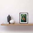 thumbnail image 2 of Glamorous Stylish Chic Modern Peacock Illustration Green Gold Orange Artwork Framed Wall Art Print 9X7 Inch, 2 of 5