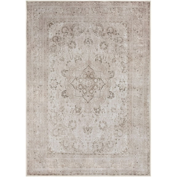 BoutiqueRugs Bethany Boho Vintage Neutral Color Large Area Rug - Farmhouse Traditional Medallion Carpet for Living Room - Machine Washable - Pink, Beige, Sage, Brown - 7'10" x 10'2" (8x10)