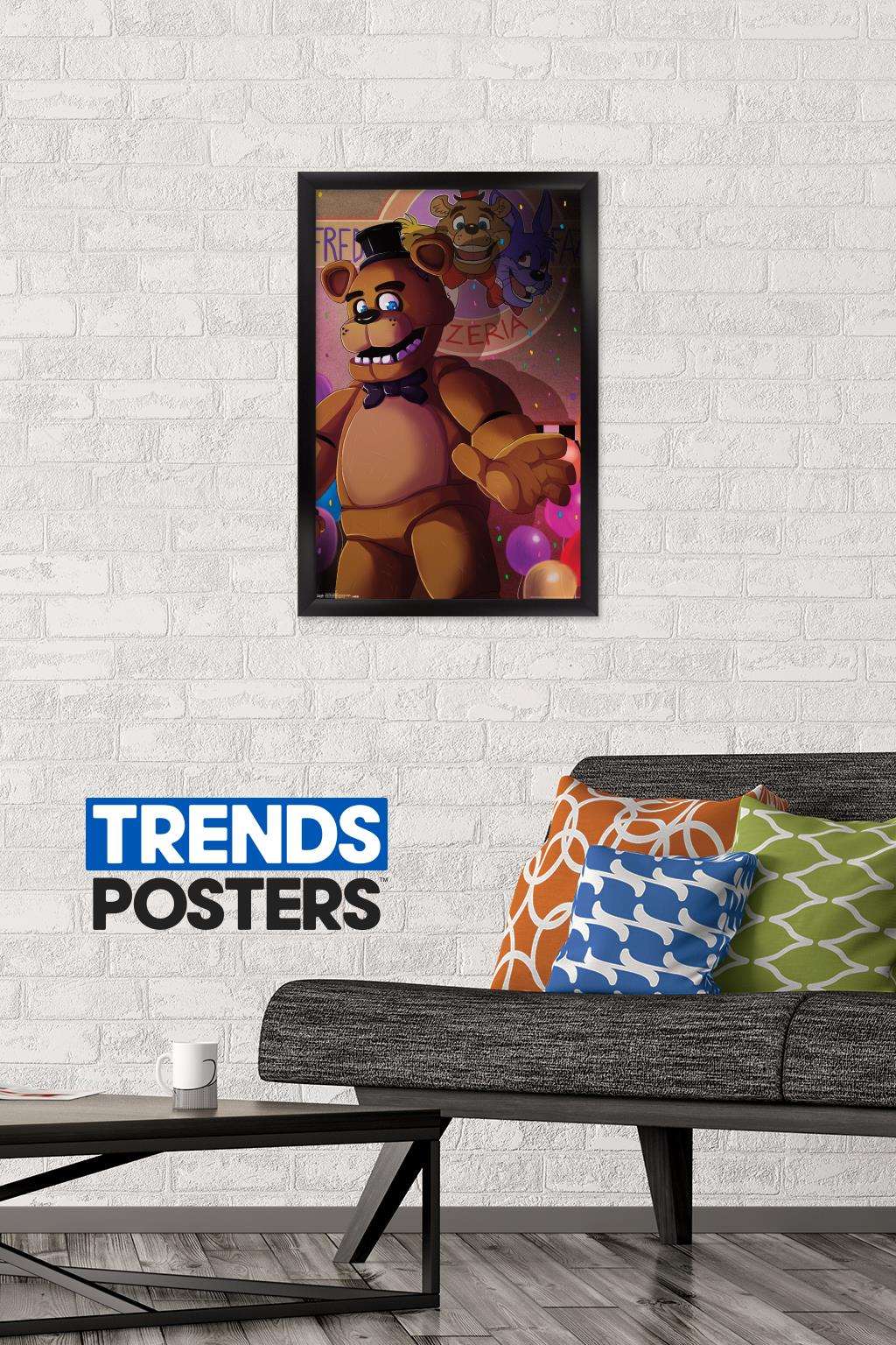 Five Nights at Freddy's - Pizzeria Art Wall Poster, 14.725" x 22.375", Framed