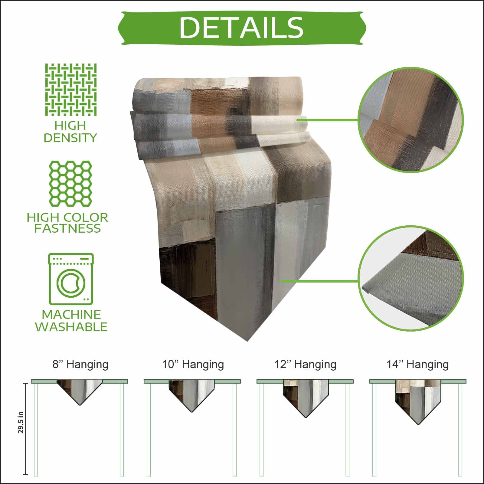 Abstract Brown Beige Table Runner Linen Burlap Table Runner 90 Inches Long Simple Oil Painting Art Dresser Scarves for Kitchen Island Coffee Dining Room Party Wedding Banquet Holiday Decor 13"x90"