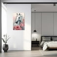 thumbnail image 3 of ZHONGYUTONG Horse Canvas Wall Art White Horse Pink Flowers Picture Prints Romantic Elegant Artwork Western Animal Portrait Paintings Home Office Decor Framed(4, (20.00" x 30.00"), 3 of 5