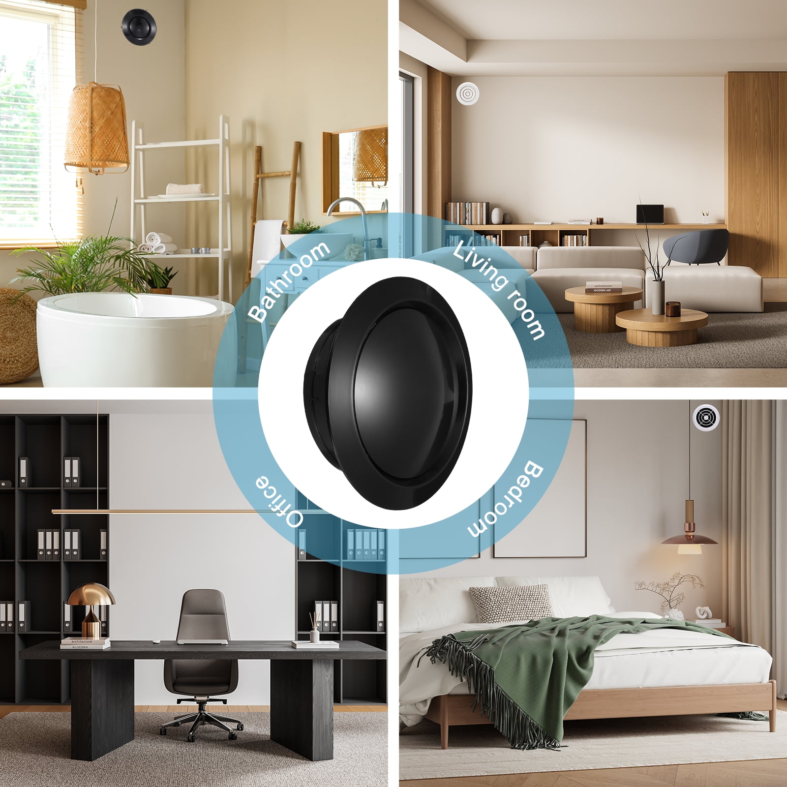 Uxcell 8 Inch Round Air Vent, 2pcs ABS Adjustable Soffit Exhaust Vent Cover, Black