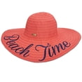 thumbnail image 1 of Panama Jack Women's Beach Time Ribbon Packable Sun Hat, 5" Floppy Big Brim, Inner Sizing Drawstring with Panama Jack Badge (Coral), 1 of 3