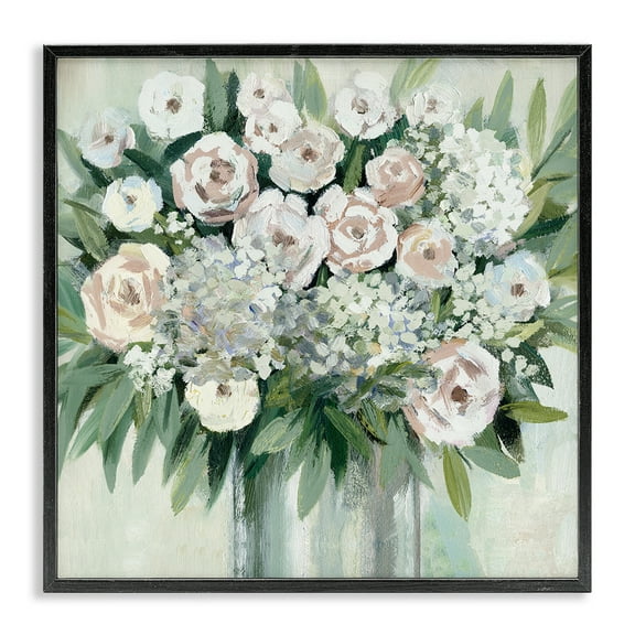 Stupell Industries Charming Brushed Roses Plants & Flowers Painting Black Framed Art Print Wall Art, 12 x 12
