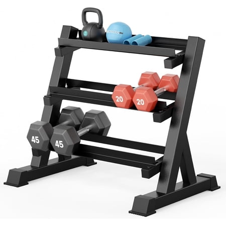 Dumbbell Rack Storage Stand Hex Weight Heavy Duty 3 Tier Wide Home Gym Fitness