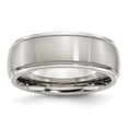 thumbnail image 1 of Stainless Steel Ridged Edge 8mm Brushed and Polished Band Ring 12 Size, 1 of 5