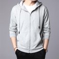 thumbnail image 5 of comerut Autumn Coat Solid Color Soft Warm Hooded Hat Long Sleeves Casual Pockets Men Fall Coat for Daily Wear, 5 of 8
