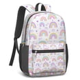 thumbnail image 2 of 17 Inch Lightweight Backpack,PVC Waterproof Oxford Fabric, Ergonomically Designed, with Large Capacity, Vibrant Rainbow Print, 2 of 3