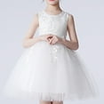thumbnail image 3 of Vedolay Girls Crew Neck Sleeveless Lace Flower Print Tulle Princess Dress,Pink 8-9 Years, 3 of 5