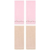 Unique Bargains 4 Pcs Soft Absorbent Hand Towels 13" x 29" Pink/Brown