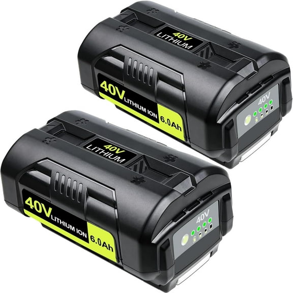 2Packs OP4040 40V 6.0Ah Lithium-ion Battery Replacement for Ryobi 40V Battery OP4040 OP4050A OP4026 OP40201 OP40261 OP4030 OP40301OP4050 OP40601 mit LED Indicator