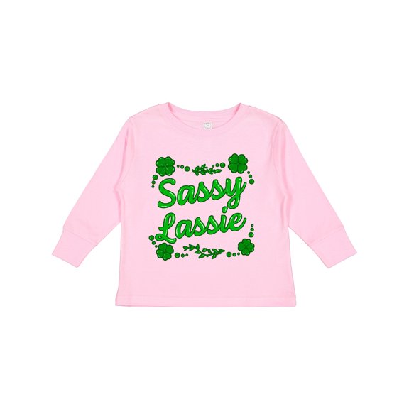 Inktastic Sassy Lassy with Green 4 Leaf Clovers Boys or Girls Long Sleeve Toddler T-Shirt