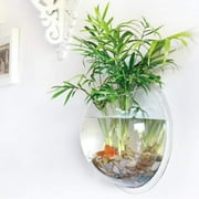 Aquarium for Betta Fish - 1-Gallon Clear Bowl, Wall Mounted with Plant Bubble, Decorative Fish Tank