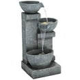 thumbnail image 2 of Three Bowls 32 1/4" High Large Modern Indoor Outdoor Decor Gray Faux Stone Floor Fountain w/ Light LED Cascading, 2 of 9