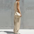 thumbnail image 6 of Women's Two Piece Outfits Summer Sleeveless Tops Wide Leg Pants Vacation Matching Set, 6 of 8
