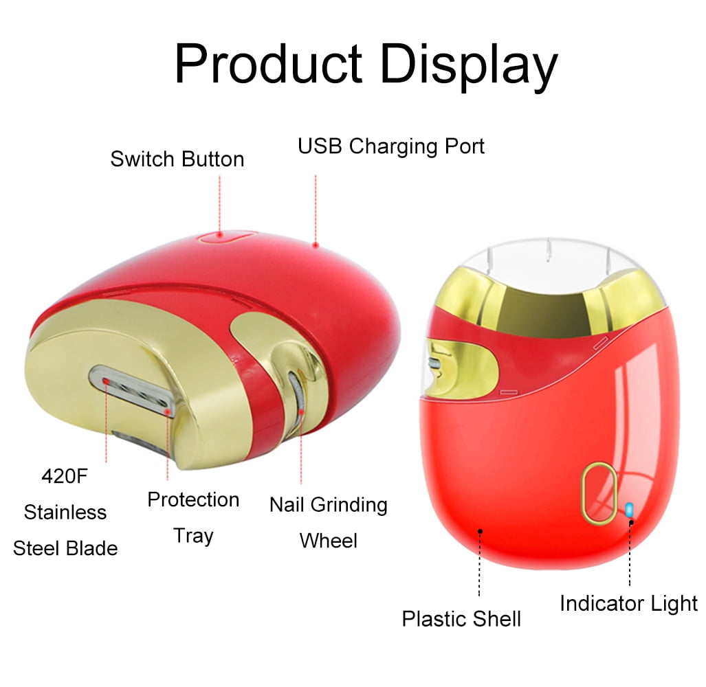 Electric Nail Clipper Stainless Steel Blade with Rechargeable Portable Safe Curved Protection Design Save Time and Energy Shearing Grinding Fingers Toes for Children Babies Seniors