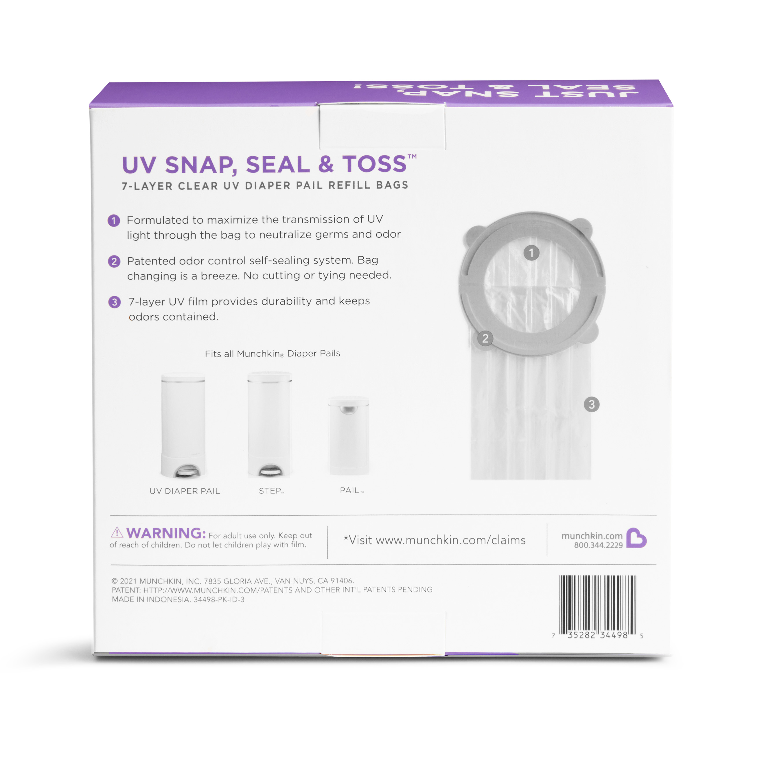Munchkin UV Snap, Seal & Toss Refill Bags, 20-Pack photo 5