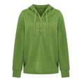 thumbnail image 4 of Women Fall Winter Solid Color V-Neck Button Crop Workout Long Sleeve Sexy Hoodied Tops Pullover Blouse, 4 of 9
