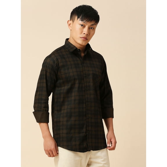 TryBuy Classic Checked Men's Shirts, Full Sleeves Button-Up Casual Shirt for Men, Sizes L