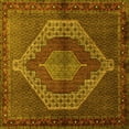 thumbnail image 1 of Ahgly Company Machine Washable Indoor Square Persian Yellow Traditional Area Rugs, 4' Square, 1 of 4