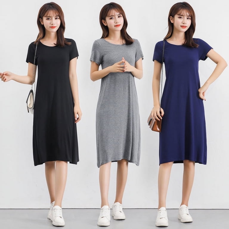 woman korean long dress loose Korean-style loose-fit long dress  Uncut-Trends