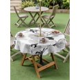 thumbnail image 4 of Outdoor Tablecloth with Umbrella Hole for Patio/Picnic/Party/Camping, Grey Flowers Waterproof Table Cloth Round Cover Washable, Spring Watercolor Botanical Floral Leaf Plant (Dia 60"), 4 of 9
