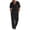 ABC30-Black, variant on Linen Suit For Men 2 Piece Lounge Outfit Button Down Hooded Shirts Dressy Casual Loose Beach Pant Sets With Pockets Dark Gray 3XL
